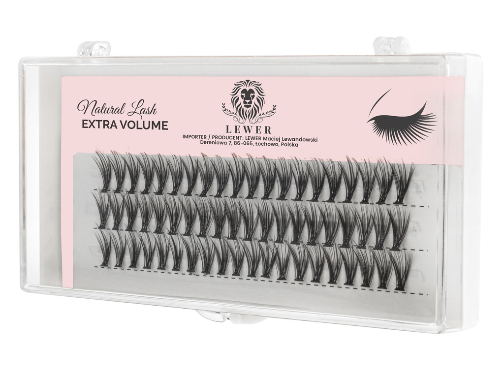 KĘPKI RZĘSY EYELASH Lewer Miami EXTRA VOLUME 14mm GĘSTE NATURALNE JEDWABNE Marka Lewer